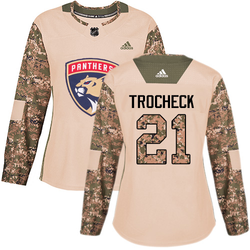 Adidas Panthers #21 Vincent Trocheck Camo Authentic Veterans Day Women's Stitched NHL Jersey